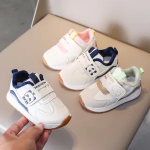 Kids Warm Fleece Lined Sports Shoes Toddler Boys Girls Cartoon Panda Rabbit Dinosaur Velcro Sneakers Synthetic Leather Shoes