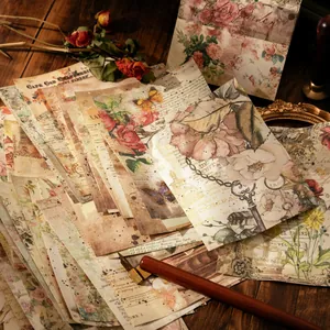 Lot de papier de collage vintage avec roses et papillons rétro pour scrapbooking
