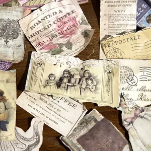 Vintage aesthetic floral scrapbooking paper set for DIY journal and collage art