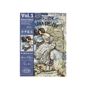 Retro Flora Series Vol.1 floral scrapbook paper for DIY journal art decoration, 40 pieces