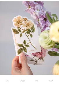 Detail of Rosa multiflora vintage floral illustration card with Pure Love text