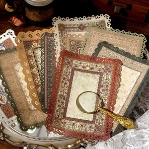Papier de Matériel de Scrapbooking en Dentelle Évidée Découpé au Laser Vintage pour Junk Journaling Papier Léger Décoratif Motif Floral et Astrologique