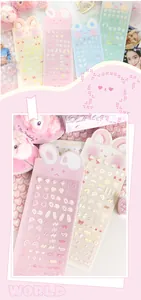 Détails d'autocollants PET d'animaux colorés avec lapins et cœurs pour décoration de cartes