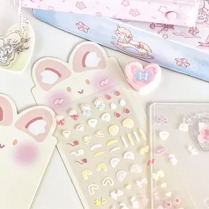 Autocollants PET mignons de lapin et cartes décoratives pour journaux et cartes