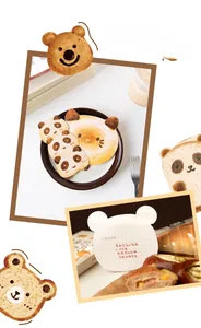Cute cartoon bread-themed animal shape message cards for bakery gift decoration