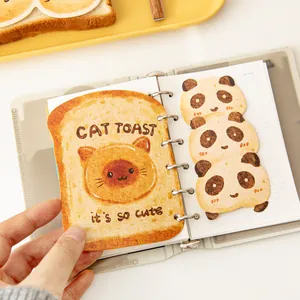 Cute cartoon cat and panda toast shaped postcards for notebook decoration and gifting