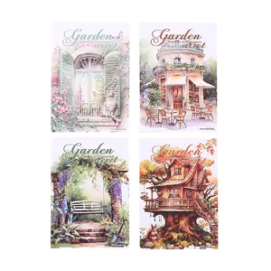 Set de pegatinas PET Garden Secret con ilustraciones de acuarela de bosque y cabaña