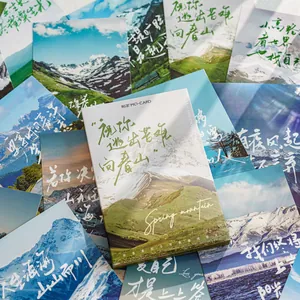 Landschafts-Postkarten Mit Handschriftlichen Zitaten Künstlerische Berg Schnee Wald Dekorative Grußkarten Für Geschenk Raumdeko