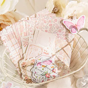 100 Sheets Vintage Floral Butterfly Scrapbooking Material Pack Retro Flower Post Office Series DIY Journal Decoration Kit