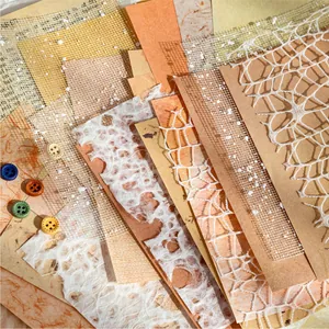 Vintage Bastelpapier-Set mit Spitzennetz und dekorativen Knöpfen für das Scrapbooking