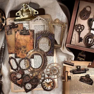 Adesivi in Carta da Scrittura Vintage Steampunk Orologio Retrò Ingranaggio Cornice Chiave Decalcomanie Decorative Per Journal DIY