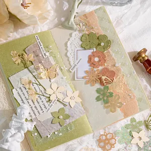 Kit de matériel floral vintage avec fleurs en papier ajourées pour scrapbooking DIY