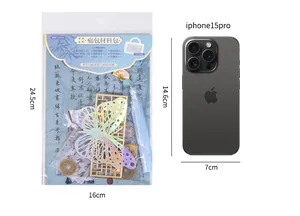 DIY accessory set for decorative bags with size comparison to an iPhone 15 Pro