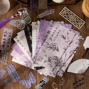 DIY Ita bag material kit with traditional Chinese ink bamboo landscape art and fans