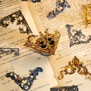 Retro Barock Deko-Eckaufkleber mit Metalltextur für Scrapbooking und Bastelarbeiten