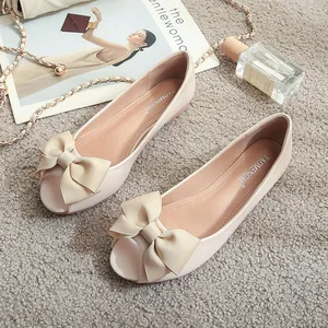 Damen Fischmaul Flache Schuhe Mikrofaserleder Elegant Schleife Slip-On Bequem Weiche Sohle Alltag Wanderschuhe