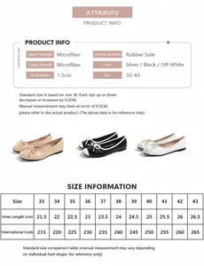Guida alle taglie ballerine in microfibra con tacco 1.5cm per le misure dal 33 al 43