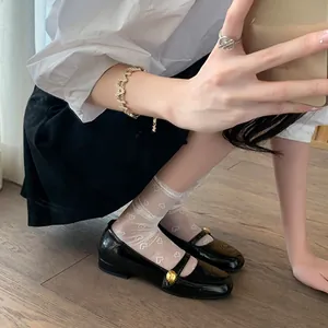 Women's French Vintage Mary Jane Shoes Patent Leather Square Toe Block Heel Retro Walking Shoes With Metal Buckle Daily Footwear