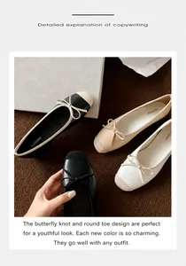 Ballerine piatte con dettaglio a fiocco e punta squadrata a contrasto in quattro colori