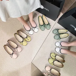 Ballerines élégantes à nœud en couleurs pastel avec semelles souples pour femmes, printemps 2025