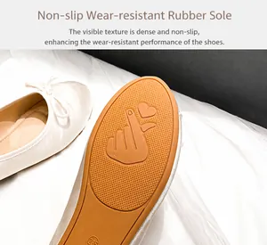 Close-up of durable rubber sole with anti-slip heart pattern on Mary Jane flat shoes