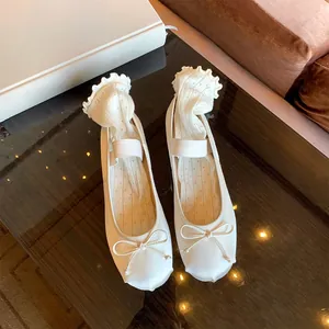 Damen Seidensatin Bogen Ballett Flachschuhe Französischer Stil Mary Jane Flache Schuhe Für Hochzeit Party Täglich Lässig Bequem Elegant Kleiderschuhe