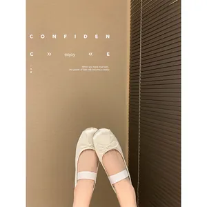 French Retro Silk Ballet Flats For Women Elegant Bowknot Mary Jane Flat Shoes With Elastic Strap Party Bridal Walking Footwear