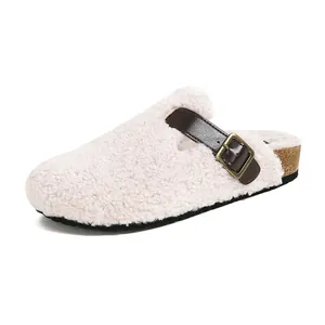 Sherpa fleece-lined Boston clogs with adjustable leather strap and cork sole