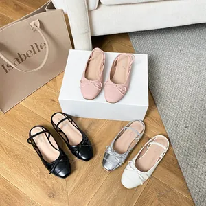 Damen Eckige Zehenpartie Schleife Ballerinas Mikrofaser Slip On Mary Jane Mules Flache Slingback Schuhe Für Alltag Hochzeit Party