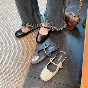 Women's Mary Jane mules in black, silver and beige with adjustable buckle straps