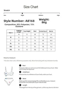 Size chart for wired sexy bodysuit with detailed polyester and spandex measurements