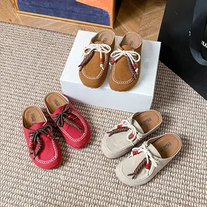 Damen Geschlossene Mules Größensteigernd Plattform Hausschuhe Böhmisch Perlen Geflochtenes Seil Casual PU Leder Slipper Mit Kontrastnähten