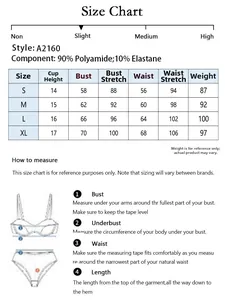 Detailed size chart for sexy lingerie set with fabric content and measurement guidelines