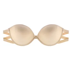 Nahtloser trägerloser Bügel-BH in Nude-Beige mit glättenden Seitenbändern für Damen