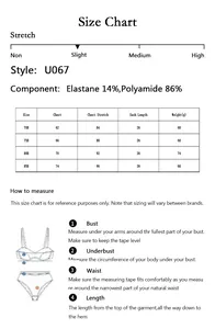 Detailed size chart for push up bra showing measurements for sizes 70B to 85B clearly