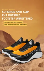 Detail of high-elasticity supercritical EVA anti-slip outsole on black and yellow sneakers