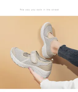 Detailansicht der atmungsaktiven Damen-Mesh-Schuhe mit verstellbarem Klettverschluss