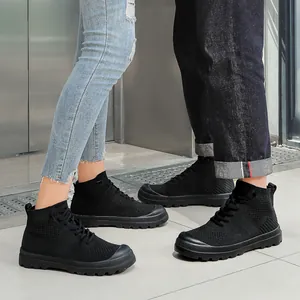 Fashion Unisex Breathable High Top Knitted Sneakers Lightweight Mesh Casual Walking Shoes For Outdoor Hiking Daily Wear