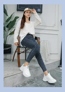 Zapatillas blancas de plataforma con suelas gruesas y malla transpirable de moda