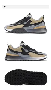 Close-up of breathable mesh and suede patchwork on these outdoor hiking sneakers
