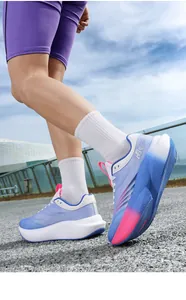 Macro detail of breathable mesh upper and 5.0 PRO logo on colorful running shoes