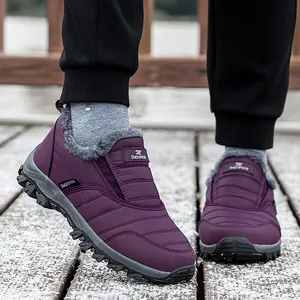 Bottes de neige violettes imperméables avec doublure en peluche chaude pour l'hiver