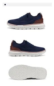 Detailansichten der atmungsaktiven Herren-Mesh-Sneaker mit brauner Ferse und weißer Wellensohle
