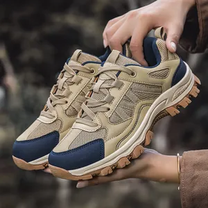 Scarpe da trekking per coppie con rete traspirante e suola in gomma antiscivolo cachi e blu