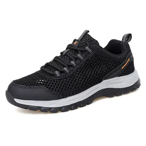 Breathable mesh outdoor hiking shoes for men and women with white midsole and black sole