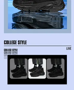 Vista dettagliata delle sneakers nere con suola spessa e dettagli in mesh traspirante