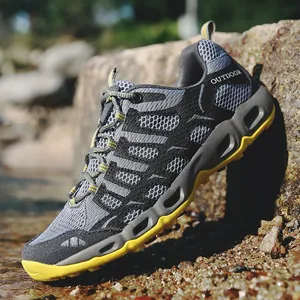 Breathable Mesh Leather Water Shoes For Men Women Non-slip Lightweight Outdoor Hiking Trekking Shoes River Wading Sneakers