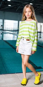 Bright yellow kids aqua shoes featuring protective toe caps and non-slip rubber soles
