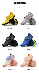 Multiple colors of non-slip quick-dry water shoes featuring adjustable velcro straps