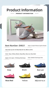 Detaillierte Übersicht der schnelltrocknenden Wasserschuhe mit Gummisohle und Farbauswahl
